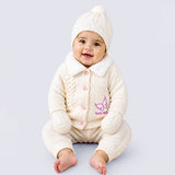 5 PCS Pink Wings & Ivory Soft Collar, Premium Knitted Winter Head to bottom Clothing Set for baby