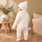 5 PCS Pink Wings & Ivory Soft Collar, Premium Knitted Winter Head to bottom Clothing Set for baby