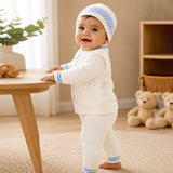 6 pcs Flower Blue & Ivory Premium Knitted Winter Head to bottom Clothing Set for Baby