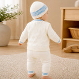 6 pcs Flower Blue & Ivory Premium Knitted Winter Head to bottom Clothing Set for Baby