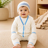6 pcs Flower Blue & Ivory Premium Knitted Winter Head to bottom Clothing Set for Baby