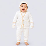 6 PCS Flower Brown & Ivory  Premium Knitted Winter Head to bottom Clothing Set for Baby