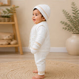 6 PCS Flower Brown & Ivory  Premium Knitted Winter Head to bottom Clothing Set for Baby