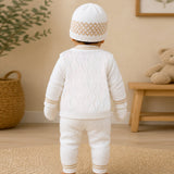 6 PCS Flower Brown & Ivory  Premium Knitted Winter Head to bottom Clothing Set for Baby