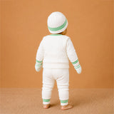 6 PCS Flower Green & Ivory  Premium Knitted Winter Head to bottom Clothing Set for Baby
