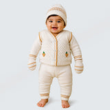 6 PCS Grape  Brown & Ivory Premium Knitted Winter Head to bottom Clothing Set for Baby