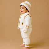 6 PCS Grape  Brown & Ivory Premium Knitted Winter Head to bottom Clothing Set for Baby