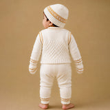 6 PCS Grape  Brown & Ivory Premium Knitted Winter Head to bottom Clothing Set for Baby