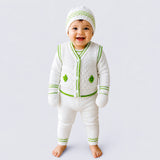 6 PCS Grape Green & Ivory  Premium Knitted Winter Clothing Set for Baby