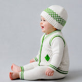 6 PCS Grape Green & Ivory  Premium Knitted Winter Clothing Set for Baby