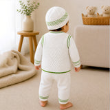 6 PCS Grape Green & Ivory  Premium Knitted Winter Clothing Set for Baby