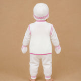 6PCS Grape Pink &  Ivory Premium Knitted Winter Clothing Set for Baby