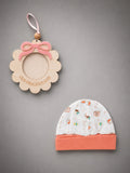 9 Pcs Peach Fishy Print Newborn Baby All Season Wear, Net Gift Hamper set, 0-6 months