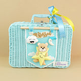 Twinkle Star Lullaby Teddy, Baby Blue Cane Basket for Storage and Travel