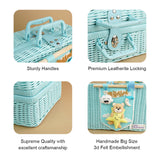 Twinkle Star Lullaby Teddy, Baby Blue Cane Basket for Storage and Travel