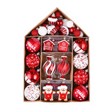 70 pcs Red & White gingerbread themed Christmas Balls tree hanging,Xmas Decoration set.