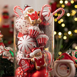 70 pcs Red & White gingerbread themed Christmas Balls tree hanging,Xmas Decoration set.