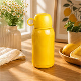 Reindeer Design, Two Lid Series with Plush Cover, Stainless Steel Water Bottle & Hot thermos flask for Kids and Toddlers, 600ml