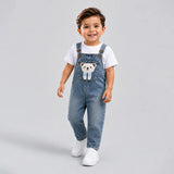 Blue-Leg Bear Denim Dungaree for Toddlers and Kids (No T-Shirt Included)