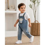 Blue-Leg Bear Denim Dungaree for Toddlers and Kids (No T-Shirt Included)