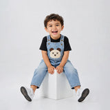 Cross Eye Bear Face Denim Dungaree for Toddlers and Kids (No T-Shirt Included)