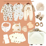 20 pcs Chubby Cream Teddy Face Birthday Gift Hamper set for Baby with travelling suitcase