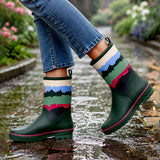 Ms. Olive Moss, Flexible Rubber Rain Gumboots for Adults
