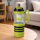 Green Black 4 in one Water Bottle, infuser & mini snack box for teens and Adults, 1000ml