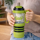 Green Black 4 in one Water Bottle, infuser & mini snack box for teens and Adults, 1000ml