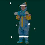 Blue & Yellow Space Full Jumpsuit Style Raincoat for Toddlers and Kids