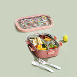 3 Sections Peach Fairy Stainless Steel Lunch Box For Kids