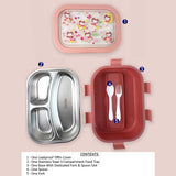 3 Sections Peach Fairy Stainless Steel Lunch Box For Kids