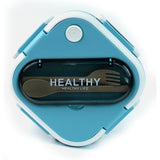 Blue & White Rounded Square Stainless Steel Kids Lunch Box