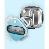 Blue & White Rounded Square Stainless Steel Kids Lunch Box