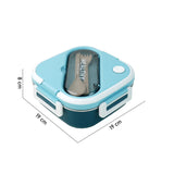 Blue & White Rounded Square Stainless Steel Kids Lunch Box