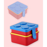 2Pcs Square Blue Lego Lid Bpa Free Plastic Kids Lunch Box Plus Cup Bottle For Kids