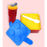 2Pcs Square Blue Lego Lid Bpa Free Plastic Kids Lunch Box Plus Cup Bottle For Kids