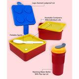 2Pcs Square Blue Lego Lid Bpa Free Plastic Kids Lunch Box Plus Cup Bottle For Kids