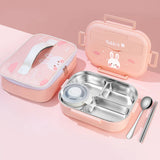 Big Size Clouds Bunny Stainless Steel Lunch Box with Lunch Bag & free Dip Box