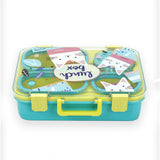 Mint & Fluro Meow Compact Tiffin Lunch Box for Kids