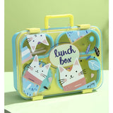 Mint & Fluro Meow Compact Tiffin Lunch Box for Kids