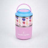 Fruity Happy Bites Double Decker Stainless Steel Lunch Box