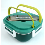 Green & Yellow Rounded Square Stainless Steel Kids Lunch Box
