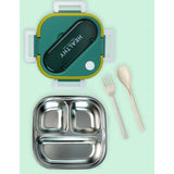 Green & Yellow Rounded Square Stainless Steel Kids Lunch Box