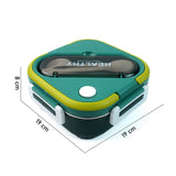 Green & Yellow Rounded Square Stainless Steel Kids Lunch Box