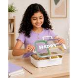 Green, Purple & Yellow Transparent Lid Happy Bites Lunch Box