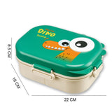 Green Big Eye Dino 2 decker Lunch Box for Kids