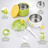 Green Hot Summer Double Decker Stainless Steel Lunch Box