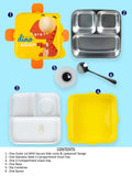 Yellow One Eye Stainless Steel Lunch Box For Kids