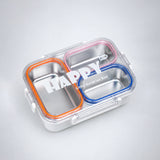 Orange, Pink & Blue Transparent Lid Happy Bites Lunch Box